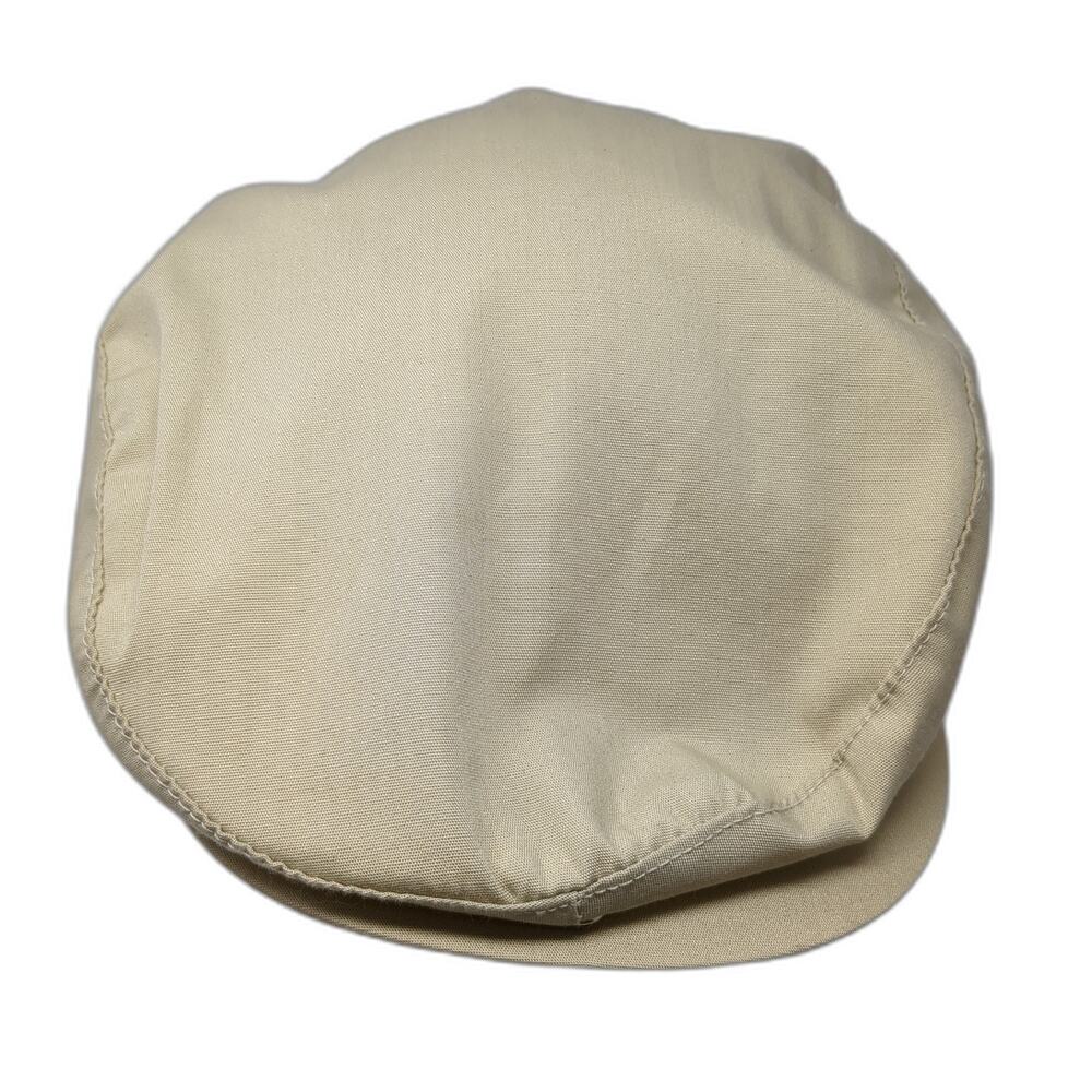 Union Golf Fitted Flat Newsboy Cap Beige 7 3/8 Outdoor Blank Vintage USA